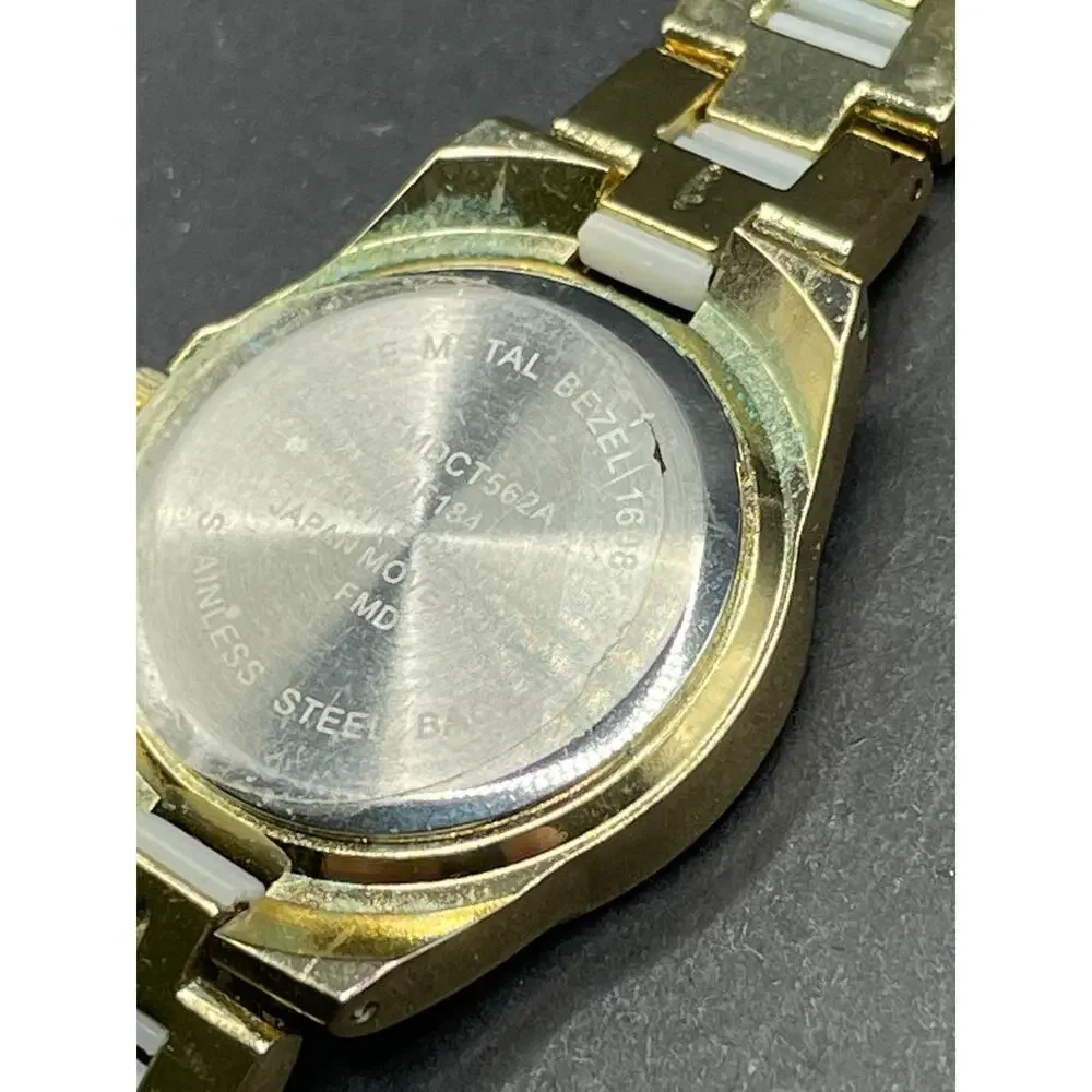 Vintage Valletta Women's Watch FMDCT562A Gold Tone Rhinestone Bezel 30MM